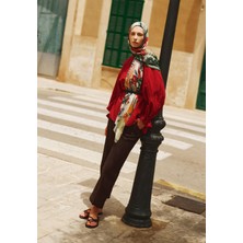 Fresh Scarfs Summer Reverie Desen Rami Viskon Şal Kırmızı
