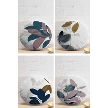 Rem Home Rengirenk Dekoratif Kırlent Kılıfı Beyaz Yaprak 43 x 43 cm Salon Koltuk Kanepe Yastık Kılıfı