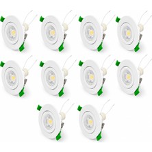 Ledarmy Beyaz LED Spot Seti 10’lu Yuvarlak Kasa 4000K Doğal Beyaz GU10 Ampul Dahil Tak Çalıştır 6,5cm Gömme Tavan Spotu