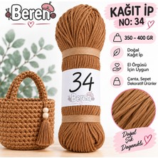 Beren Kağıt Ip No: 34 – 350-400 gr - Yumuşak - Çanta Örgü Ipi - Şapka, Cüzdan, Runner Dekorasyon ve El Örgüsü Ipi