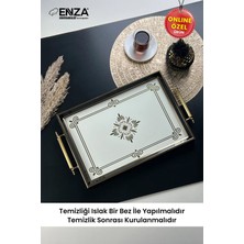 St. Morritz Çınar Beyaz Çay Kahve Kahvaltılık ve Sunum Tepsisi 48X29 cm