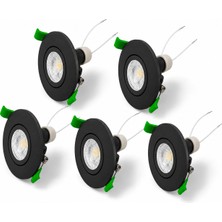 Ledarmy Siyah LED Spot Seti 5’li Yuvarlak Kasa 4000K Doğal Beyaz GU10 Ampul Dahil Tak Çalıştır 6,5cm Gömme Tavan Spotu