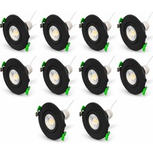 Ledarmy Siyah LED Spot Seti 10’lu Yuvarlak Kasa 4000K Doğal Beyaz GU10 Ampul Dahil Tak Çalıştır 6,5cm Gömme Tavan Spotu