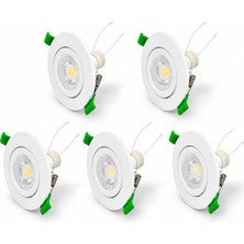 Ledarmy LED Spot Seti 5’li Beyaz Yuvarlak Kasa 4000K Doğal Beyaz GU10 Ampul Dahil Tak Çalıştır 6,5cm Gömme Tavan Spotu