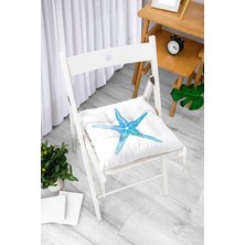 Rem Home Rengirenk Dekoratif Sandalye Minderi Beyaz Modern Bağcıklı 40 x 40 cm Mutfak Balkon Oturma Minderi