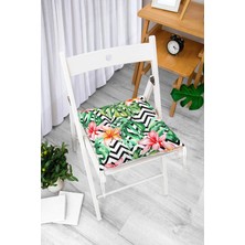 Rem Home Rengirenk Dekoratif Sandalye Minderi Beyaz 40 x 40 cm Mutfak Balkon Oturma Minderi