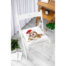 Rem Home Rengirenk Dekoratif Sandalye Minderi Beyaz Modern Bağcıklı 40 x 40 cm Mutfak Balkon Oturma Minderi