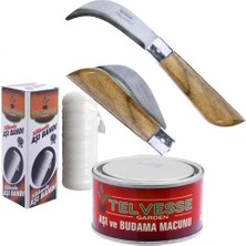 Telvesse Bayram Aşı Bıçağı 22 cm No:3 + Aşı Macunu + Aşı Bandı (3'lü Paket)