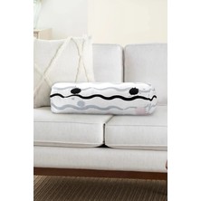 Rem Home Rengirenk Dekoratif Kırlent Kılıfı Beyaz Çizgili 60 x 20 cm Salon Koltuk Kanepe Yastık Kılıfı