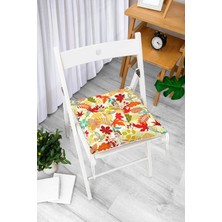Rem Home Rengirenk Dekoratif Sandalye Minderi Beyaz Hayvan Bağcıklı 40 x 40 cm Mutfak Balkon Oturma Minderi