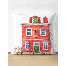 Rem Home Rengirenk Dekoratif Kırlent Kılıfı Kırmızı 43 x 43 cm Salon Koltuk Kanepe Yastık Kılıfı
