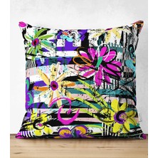 Rem Home Rengirenk Dekoratif Kırlent Kılıfı Beyaz 43 x 43 cm Salon Koltuk Kanepe Yastık Kılıfı