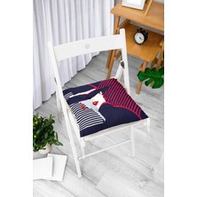 Rem Home Rengirenk Dekoratif Sandalye Minderi Beyaz Hayvan Bağcıklı 40 x 40 cm Mutfak Balkon Oturma Minderi