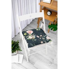 Rem Home Rengirenk Dekoratif Sandalye Minderi Beyaz Modern Bağcıklı 40 x 40 cm Mutfak Balkon Oturma Minderi
