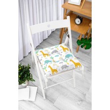 Rem Home Rengirenk Dekoratif Sandalye Minderi Beyaz Modern Bağcıklı 40 x 40 cm Mutfak Balkon Oturma Minderi