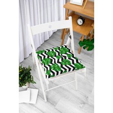 Rem Home Rengirenk Dekoratif Sandalye Minderi Beyaz Yaprak Bağcıklı 40 x 40 cm Mutfak Balkon Oturma Minderi
