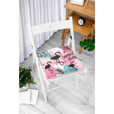 Rem Home Rengirenk Dekoratif Sandalye Minderi Beyaz Hayvan Bağcıklı 40 x 40 cm Mutfak Balkon Oturma Minderi