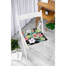 Rem Home Rengirenk Dekoratif Sandalye Minderi Siyah Modern 40 x 40 cm Mutfak Balkon Oturma Minderi
