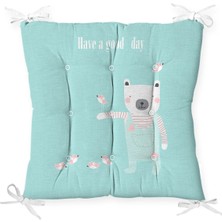 Rem Home Rengirenk Dekoratif Sandalye Minderi Beyaz 40 x 40 cm Mutfak Balkon Oturma Minderi