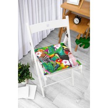 Rem Home Rengirenk Dekoratif Sandalye Minderi Beyaz Hayvan Bağcıklı 40 x 40 cm Mutfak Balkon Oturma Minderi