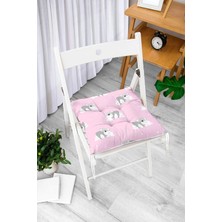 Rem Home Rengirenk Dekoratif Sandalye Minderi Beyaz Modern Bağcıklı 40 x 40 cm Mutfak Balkon Oturma Minderi