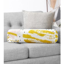 Rem Home Rengirenk Dekoratif Kırlent Kılıfı Beyaz Soyut 60 x 20 cm Salon Koltuk Kanepe Yastık Kılıfı