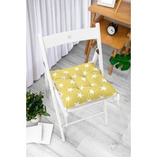 Rem Home Rengirenk Dekoratif Sandalye Minderi Beyaz Modern Bağcıklı 40 x 40 cm Mutfak Balkon Oturma Minderi