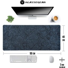 Klasse Pro - 10 Farklı Model Dikişli Kenar 90X40 cm Oyuncu Gaming Mouse Pad (Dark Grey Map Lines,