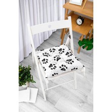 Rem Home Rengirenk Dekoratif Sandalye Minderi Beyaz Modern Bağcıklı 40 x 40 cm Mutfak Balkon Oturma Minderi