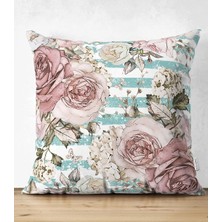 Rem Home Rengirenk Dekoratif Kırlent Kılıfı Mavi 43 x 43 cm Salon Koltuk Kanepe Yastık Kılıfı