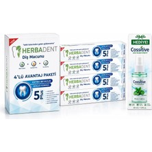 Herbadent Bitki Özlü Diş Macunu 4'lü + Cossitive sprey hediyeli