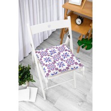 Rem Home Rengirenk Dekoratif Sandalye Minderi Beyaz Modern Bağcıklı 40 x 40 cm Mutfak Balkon Oturma Minderi
