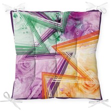Rem Home Rengirenk Dekoratif Sandalye Minderi Beyaz Modern 40 x 40 cm Mutfak Balkon Oturma Minderi