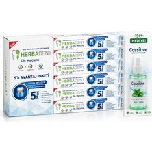 Herbadent Bitki Özlü Diş Macunu 6'lı + Cossitive sprey hediyeli
