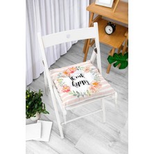 Rem Home Rengirenk Dekoratif Sandalye Minderi Beyaz Hayvan Bağcıklı 40 x 40 cm Mutfak Balkon Oturma Minderi