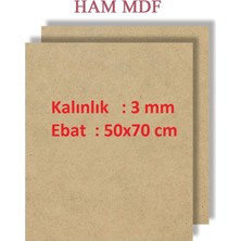 Mobilreyon - 3 Adet Duralit Ham Mdf 3 mm Kalınlık, 50X70 cm (Resim Kağıdı Ölçüsü)