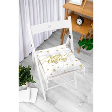 Rem Home Rengirenk Dekoratif Sandalye Minderi Beyaz Hayvan Bağcıklı 40 x 40 cm Mutfak Balkon Oturma Minderi