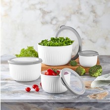 Vakumlu Saklama Kabı, Beyaz 4'lü 3 L + 2 L + 1 L + 0.5 L