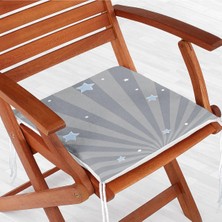 Rem Home Rengirenk Dekoratif Sandalye Minderi Gri Çizgili 40 x 40 cm Mutfak Balkon Oturma Minderi