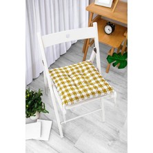 Rem Home Rengirenk Dekoratif Sandalye Minderi Beyaz Geometrik Bağcıklı 40 x 40 cm Mutfak Balkon Oturma Minderi