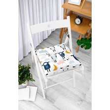Rem Home Rengirenk Dekoratif Sandalye Minderi Beyaz Modern Bağcıklı 40 x 40 cm Mutfak Balkon Oturma Minderi