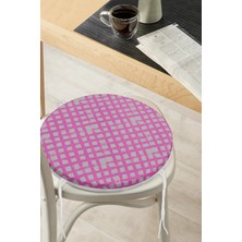 Rem Home Rengirenk Dekoratif Sandalye Minderi Geometrik Yuvarlak 40 x 40 cm Mutfak Balkon Oturma Minderi
