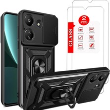 Uyumlu Kılıf 2 Adet Ekran Koruyucu Dahil Siyah Askeri Düzey Koruma Mıknatıslı Stand Kamera Len