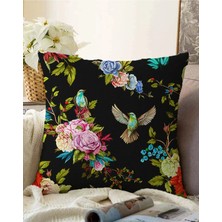 Rem Home Rengirenk Dekoratif Kırlent Kılıfı Siyah Modern 43 x 43 cm Salon Koltuk Kanepe Yastık Kılıfı
