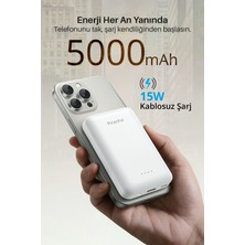 Piranha 9010‑B 5000 MAH Magsafe Powerbank | Kablosuz & Kablolu 15W/20W/22.5W Hızlı Şarj | Manyetik Wireless
