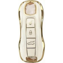 Autohan Keys Porsche 2018 ve Sonrası Araç Kumanda Kılıfı, Beyaz Altın Renk, Premium Kalite