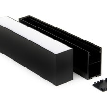 Ledarmy LED Kanal Alüminyum Profil Siyah 2 Metre 34x63mm Linear Opak Pleksi Kapak Plastik Yan Kapak Sarkıt LED Kasa 15474
