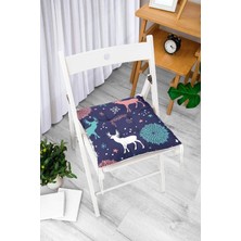 Rem Home Rengirenk Dekoratif Sandalye Minderi Beyaz Modern Bağcıklı 40 x 40 cm Mutfak Balkon Oturma Minderi