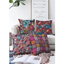 Rem Home Rengirenk Dekoratif Kırlent Kılıfı 43 x 43 cm Salon Koltuk Kanepe Yastık Kılıfı