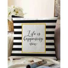 Rem Home Rengirenk Dekoratif Kırlent Kılıfı Beyaz Modern 43 x 43 cm Salon Koltuk Kanepe Yastık Kılıfı